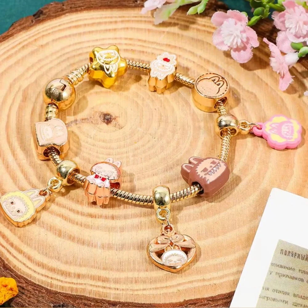 18K Gold Labubu Character Themed Fully Loaded Charm Bracelet Unisex Kawaii Anime - Picture 12 of 12